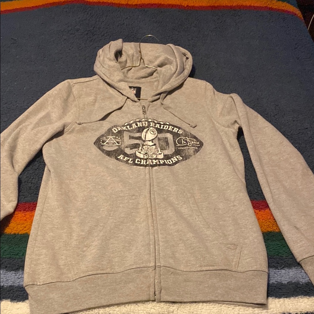 Oakland Raiders NFL Champions Gray Zip-Up Hoodie